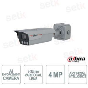 ITC431-RW4F 4MP AI Camera with 8-32mm Varifocal Lens, ANPR, Dual Light, IP68 IK10 - Dahua
