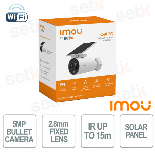 Imou Cell 3C 5MP 2.8mm Wi-Fi Camera with Solar Panel, AI, Full Color, Battery and IP66