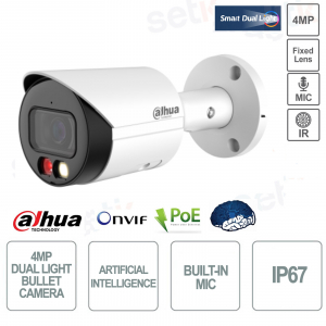 Caméra IP Bullet POE ONVIF 4MP 2,8 mm à double éclairage intelligent IR 30 m