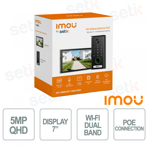 Interphone vidéo WiFi double bande Imou 5MP QHD avec écran tactile 7 pouces, détection IA et audio bidirectionnel