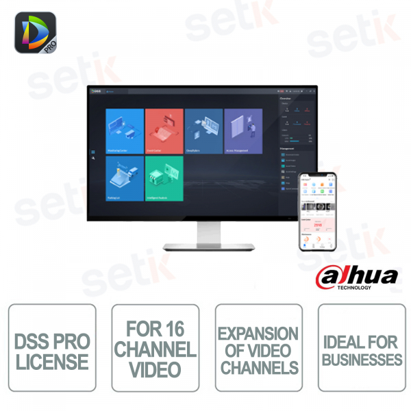 Licence Dahua DSS Pro 8 pour 16 canaux vidéo | Extension du logiciel VMS
