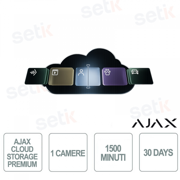 Ajax Cloud Storage Premium Mensile | 1 Camera, 1500 Minuti, 30 Giorni