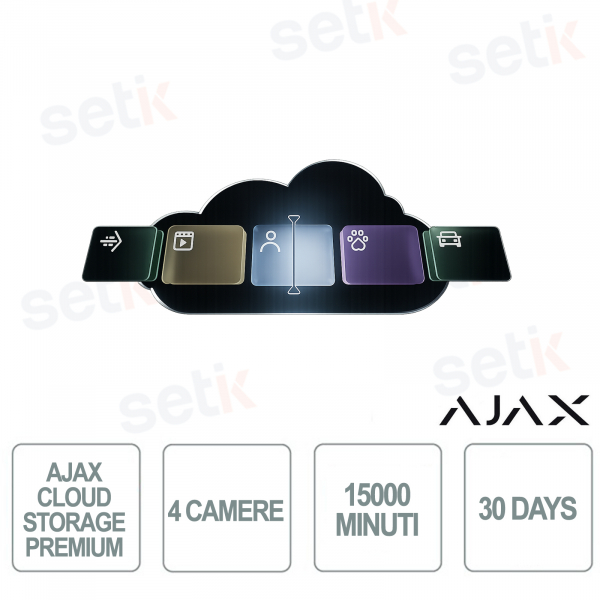 Ajax Cloud Storage Premium Monthly | 4 Cameras, 15,000 Minutes, 30 Days
