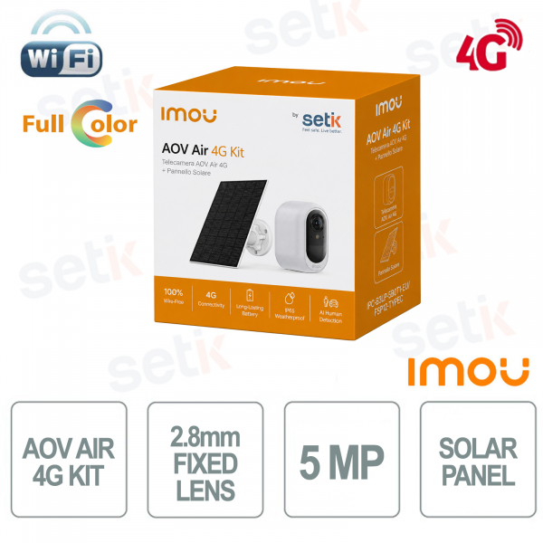 IMOU AOV Air 4G 5MP 2.8mm Camera with 3W Solar Panel, 5000mAh Battery and AI SIM-Free Included