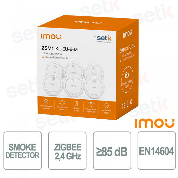 IMOU ZSM1 Zigbee EN14604 Smart Smoke Detector Kit with Interconnected Alarm and 5-Year Battery