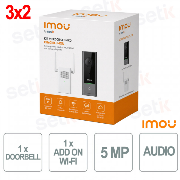 Kit interphone vidéo Wi-Fi 5 MP avec sonnette sans fil, vision nocturne et détection humaine