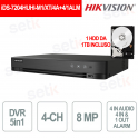 iDS-7204HUHI-M1/XT/4A+4/1ALM AcuSense DVR IA 4 canaux avec alarmes et reconnaissance faciale - Hikvision