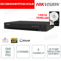 Hikvision iDS-7204HUHI-M1/PXT/4A+4/1ALM – DVR AcuSense 4 canaux avec alarmes intégrées