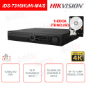 iDS-7316HUHI-M4/S DVR 16 Canali 8MP H.265 Pro+ RAID – 1 HDD da 2TB incluso - Hikvision