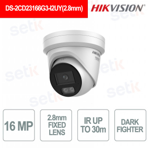 DS-2CD23166G3-I2UY IP Turret Camera 16MP 2.8mm AcuSense DarkFighter IR 30m PoE IP67 - Hikvision