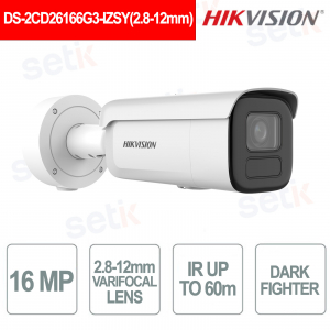 DS-2CD26166G3-IZSY 16MP 2.8-12mm AcuSense DarkFighter IR Bullet IP Camera 60m PoE IP67 IK10 - Hikvision
