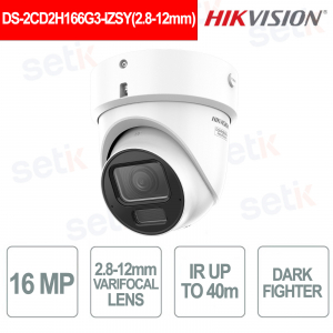 DS-2CD2H166G3-IZSY IP Turret Camera 16MP 2.8-12mm AcuSense DarkFighter IR 40m PoE IP67 IK10 - Hikvision