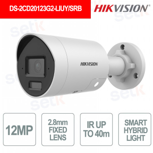 DS-2CD20123G2-LIUY/SRB IP Camera 12MP 2.8mm AcuSense Smart Hybrid Light PoE - Hikvision