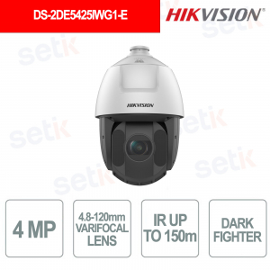 copy of Caméra Speed Dome Hikvision 4MP 4.8-120mm Darkfighter Onvif PoE ir
