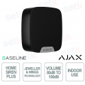 Sirène interne sans fil Ajax HomeSiren Plus Jeweler noire 100 dB avec ailettes de bijoutier et anti-sabotage