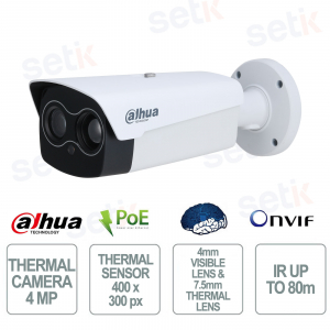 TPC-BF5441-B7F4-J-S2 4MP AI Thermal Camera 7.5mm Lens Visible 4mm PoE IP67 - Dahua