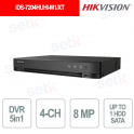 iDS-7204HUHI-M1/XT DVR AcuSense 4 Channels 8MP AI Deep Learning H.265 Pro+ - Hikvision