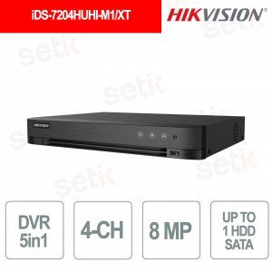 iDS-7204HUHI-M1/XT DVR AcuSense 4 Channels 8MP AI Deep Learning H.265 Pro+ - Hikvision