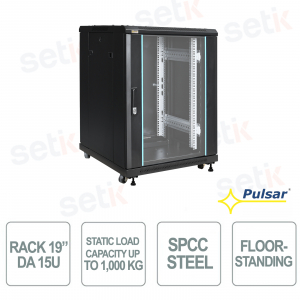 RS1566 19" 15U 600x600 Floorstanding IP20 RACK Cabinet for CCTV and LAN - Pulsar