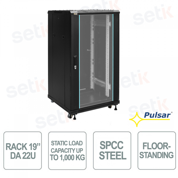 RS2266 19" 22U 600x600 Floorstanding IP20 Rack Cabinet for CCTV, LAN, and Security Systems - Pulsar