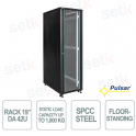 Baie de brassage RS4261 19" 42U 600x1000 IP20 sur pied pour systèmes de vidéosurveillance, LAN et de sécurité - Pulsar
