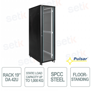Baie de brassage RS4261 19" 42U 600x1000 IP20 sur pied pour systèmes de vidéosurveillance, LAN et de sécurité - Pulsar