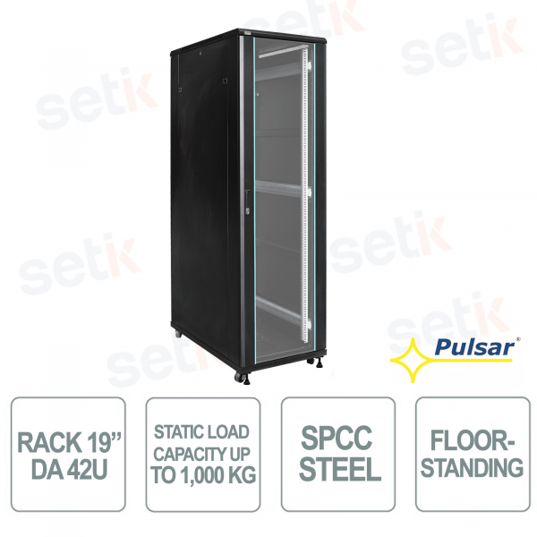 RS4261 Armadio RACK 19" 42U 600x1000 a Pavimento IP20 per TVCC, LAN e Sistemi di Sicurezza - Pulsar