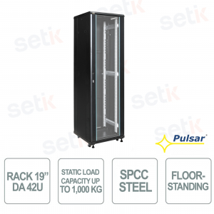 RS4266 19" 42U 600x600 Floorstanding IP20 Rack Cabinet for CCTV, LAN, and Security Systems - Pulsar