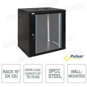 RW1264 19" 12U 600x450 Wall-Mounted IP20 RACK Cabinet for CCTV, LAN and Security Systems - Pulsar