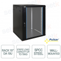 RW1566 19" 15U 600x600 Wall-Mounted Rack Cabinet, Assembled, 70 kg, Glass Door, IP20 - Pulsar