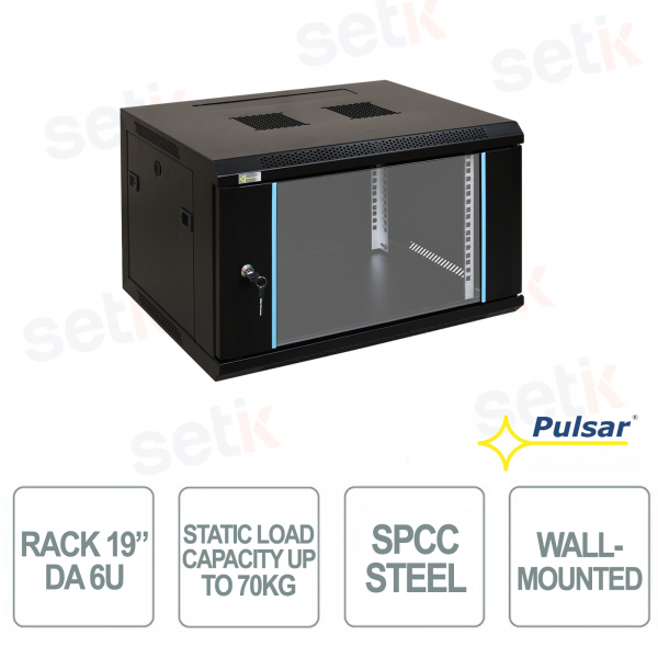 Baie murale RW664 19" 6U 600x450, 70 kg, porte vitrée, IP20 - Pulsar