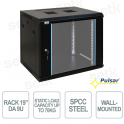 RW964 19" 9U 600x450 Wall-Mounted Rack Cabinet, 70 kg, Glass Door, IP20 - Pulsar