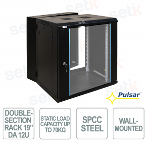 Armadio RACK RWD1266 19" 12U Doppia Sezione 600x600 da Parete, 70 kg, IP20 - Pulsar
