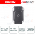 DS-K1104M Card Reader M1 13.56 MHz Vandalproof IK10 RS-485 Wiegand - Hikvision