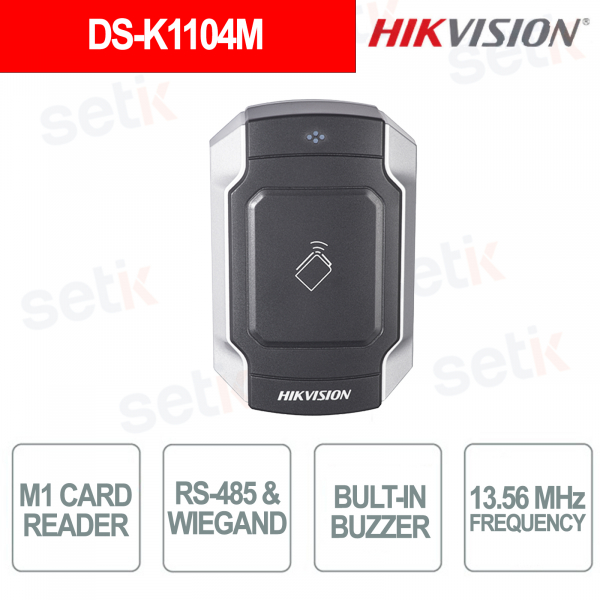 DS-K1104M Card Reader M1 13.56 MHz Vandalproof IK10 RS-485 Wiegand - Hikvision