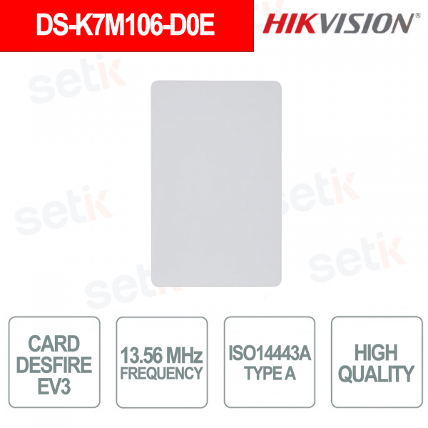 DS-K7M106-D0E DESFire EV3 Card Encrypted 13.56 MHz ISO14443A for Access Control - Hikvision