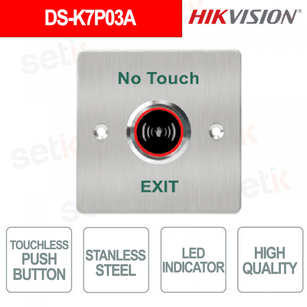 DS-K7P03A Stainless Steel Touchless Exit Button with LED - Hikvision