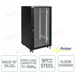 ZRS2266 Armadio RACK 19" 22U 600x600 da Pavimento 1000 kg IP20 per TVCC e LAN - Pulsar