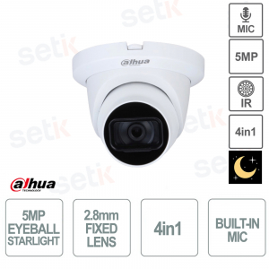 HAC-HDW2501TLMQ-A-S2 - Dahua - Starlight HDCVI Eyeball Camera - 4in1 - 3.6mm Lens - 5MP - Smart IR 30m