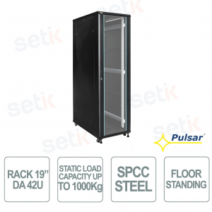 Baie rack 19" ZRS4261 42U 600x1000 IP20 1000 kg pour systèmes de vidéosurveillance, réseaux locaux et de sécurité - Pulsar