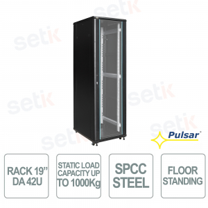 19" ZRS4268 42U 600x800 IP20 Rack Cabinet 1000 kg for CCTV, LAN and Security Systems - Pulsar