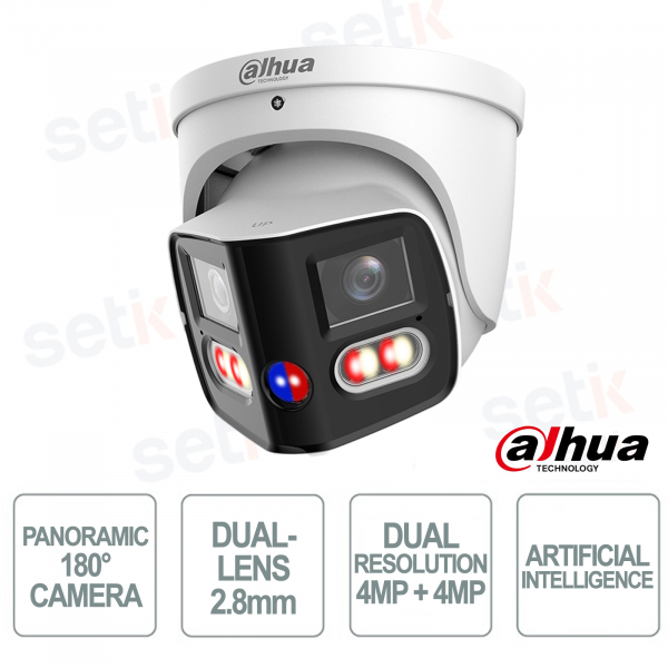 IPC-PDW3859-A180-AS-PV 8MP Doppia Ottica 2.8mm 180° AI TiOC PoE+ IP67 - Dahua