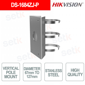 DS-1684ZJ-P Adjustable Stainless Steel Vertical Pole Mount 67-127mm for Video Surveillance - Hikvision