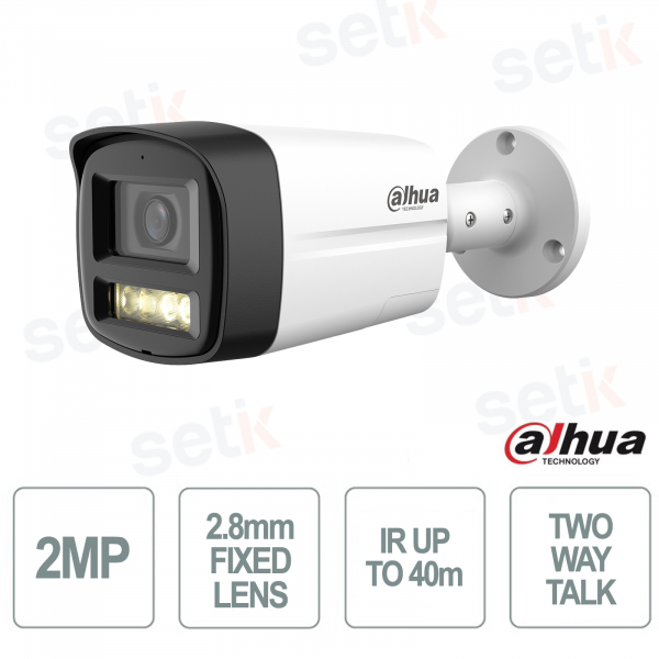 HAC-HFW1200TLM-IL-T 2MP Bullet 2.8mm Full HD Smart Dual Light with Two-Way Audio IP67 - Dahua