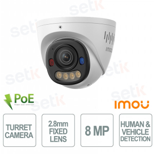 PS8H 8MP Turret Camera PoE 4K 2.8mm AI Night Vision IP67 Active Deterrence - Imou