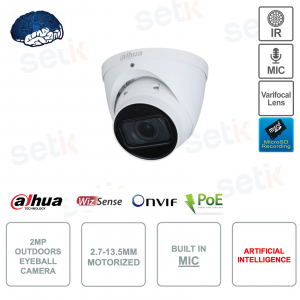 Promo - Telecamera Eyeball - IP ONVIF® PoE - 2MP - Varifocoale 2.7 mm–13.5 mm - IR 40m - Intelligenza artificiale