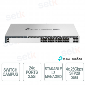 TP-Link Omada S6500-24M4Y Switch Layer 3 Managed 24 Ports 2.5G, 4 SFP28 25G, Stacking and Management Omada Pro SDN