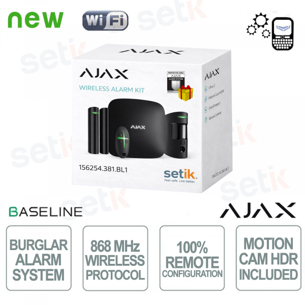 Kit de demarrage Ajax Cam HDR sans fil GPRS/Ethernet 2SIM 2G HDR Version noire