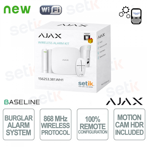 Kit de demarrage Ajax Cam HDR sans fil GPRS/Ethernet 2 SIM 2G HDR Version blanche