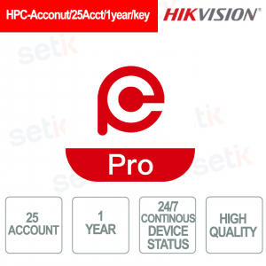 HPC-Account/25Acct/1year/key 25 Annual Accounts Hik-Partner Pro for Professional Management - Hikvision